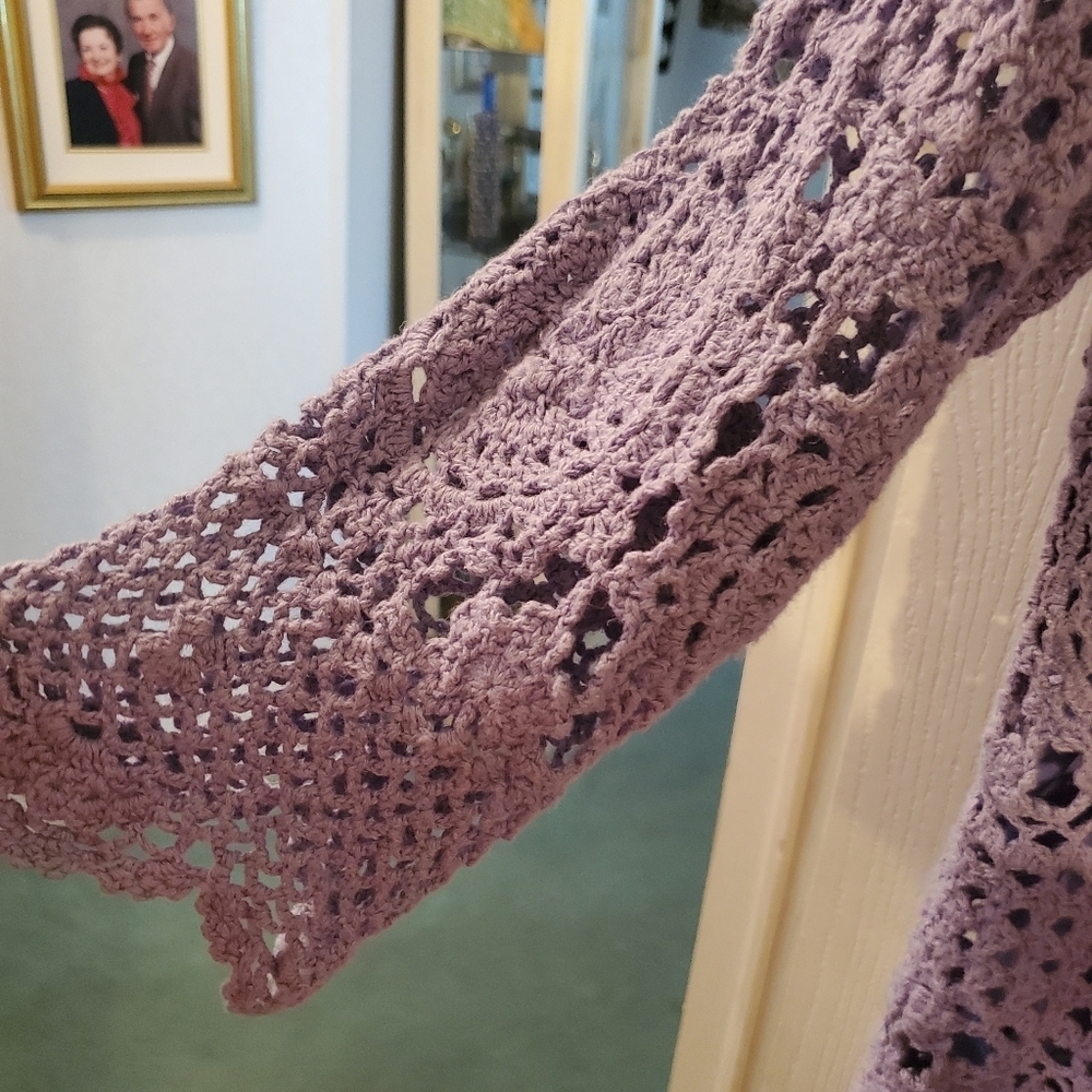 Roamans Purple Crochet top - Picture 10 of 16